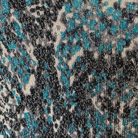 Dana Buchman Wm LS Button Front Blue Gray Animal Print Cardigan Sequins Size S - Picture 7 of 9